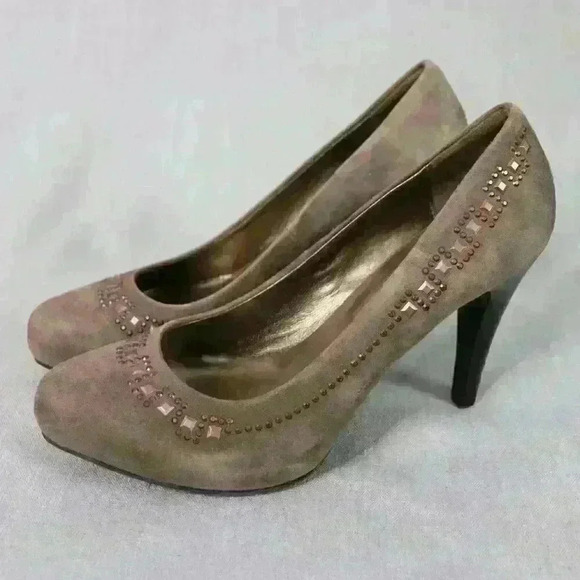 Nero Giardini Suede Pump Womens 36 EU 5 US 3.5" Stacked Heel Italy Y2K - Picture 10 of 13